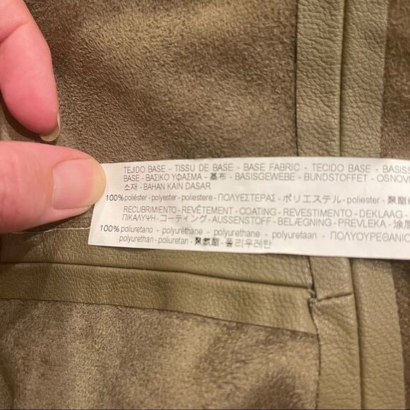 Zara Olive Green Faux Leather Open-front Super Soft Easy-to-wear Jacket - Picture 6 of 7